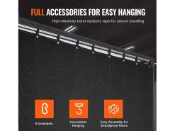 Cubierta SucceBuy Insonorizante 244 cm x 203 cm con Ojales Acústicos, Negro - Ideal para la Aislamiento Acústico de Estudios y Espacios Residenciales