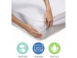 Cubrecolchón de 150x190 cm hipoalergénico de microfibra extra suave en color blanco Alisa