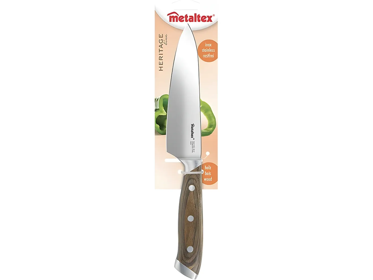 Cuchillo de Chef HERITAGE Metaltex 15 cm Madera Pakka Acero Inoxidable Molibdeno-Vanadio