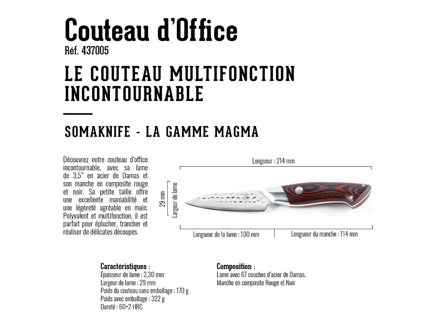Cuchillo de oficina de 3,5 pulgadas, gama Magma - SOMAGIC