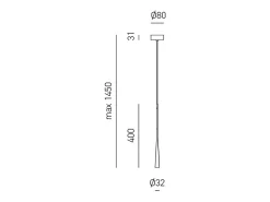 Dafne - Lámpara colgante LED negra 7W 3000K IP20 - Plafón LED de diseño minimalista en aluminio - Fuente de alimentación incluida - L. máx. 145cm