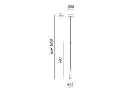 Dafne - Lámpara colgante LED oro 7W 3000K IP20 - Plafón LED de diseño minimalista en aluminio - Fuente de alimentación incluida - L. máx. 165cm