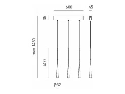 Dafne - Lámpara colgante oro 16,5W luz cálida 3000K IP20 - Plafón LED 3 luces diseño moderno - aluminio blanco satinado