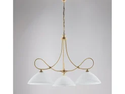 Dallas - Lámpara de araña marfil con efecto decapé y oro antiguo, cristal blanco, 3 luces