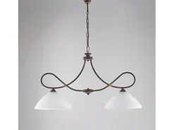 Dallas - Lámpara de araña negra con óxido y oro antiguo, cristal blanco, 2 luces