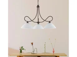 Dallas - Lámpara de araña negra con efecto óxido y oro antiguo, cristal blanco, 3 luces