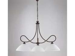 Dallas - Lámpara de araña negra con efecto óxido y oro antiguo, cristal blanco, 3 luces