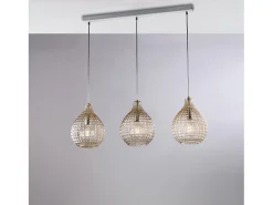 Diamante - Pista blanca y cromo con cristal ámbar decorado y cables orientables, 3 luces
