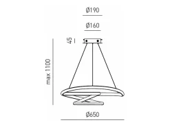Diva - Lámpara colgante LED regulable 47W - Diseño moderno en aluminio oro cepillado, luz cálida 3000K, anillos entrelazados d.65cm