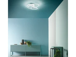 Diva - Plafón LED de diseño moderno 40W regulable - Aluminio blanco satinado, luz cálida 3000K, 2500lm, difusor de silicona