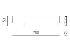 Doha - Aplique LED moderno 25W - Aluminio blanco y gris tórtola, luz cálida 3000K, 2110lm, diseño lineal, IP20, para interiores, l.70x15cm