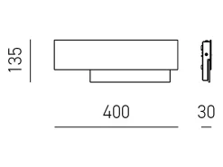 Doha - Aplique LED moderno 15W - Aluminio blanco y acero, luz cálida 3000K, 1270lm, difusor bisatinado, IP20, l.40x13,5cm