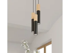 Downlight da superficie Flush Light Nero, legno naturale GU10 Focos empotrables de superficie Flush Light Negro, Madera natural GU10