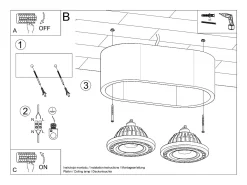Downlight doppi da superficie ovale grigio GU10 Downlights dobles de superficie ovalada gris GU10