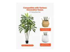 Dracaena Artificial SucceBuy, 1,8 m, Planta Artificial Tropical en Maceta Blanca, Falso Árbol Tropical, Planta Falsa Hojas Polietileno para Salón