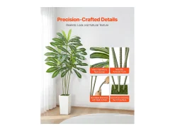 Dracaena Artificial SucceBuy, 1,8 m, Planta Artificial Tropical en Maceta Blanca, Falso Árbol Tropical, Planta Falsa Hojas Polietileno para Salón