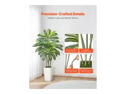 Dracaena Artificial SucceBuy, 1,5 m, Planta Artificial Tropical en Maceta Blanca, Falso Árbol Tropical, Planta Falsa Hojas Polietileno para Salón, Oficina