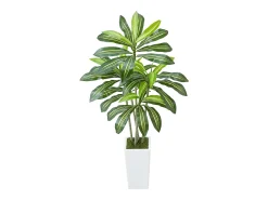 Dracaena Artificial SucceBuy, 1,5 m, Planta Artificial Tropical en Maceta Blanca, Falso Árbol Tropical, Planta Falsa Hojas Polietileno para Salón, Oficina