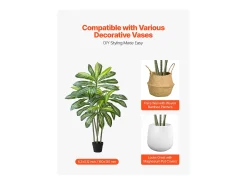 Dracaena Artificial SucceBuy, 1,5 m, Planta Artificial Tropical en Maceta Blanca, Falso Árbol Tropical, Planta Falsa Hojas Polietileno para Salón, Oficina