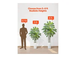 Dracaena Artificial SucceBuy, 1,5 m, Planta Artificial Tropical en Maceta Blanca, Falso Árbol Tropical, Planta Falsa Hojas Polietileno para Salón, Oficina