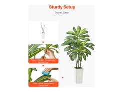 Dracaena Artificial SucceBuy, 1,5 m, Planta Artificial Tropical en Maceta Blanca, Falso Árbol Tropical, Planta Falsa Hojas Polietileno para Salón, Oficina