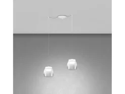 Drum Sosp. Spostabile Bianco 2 Luci Vetri Piccoli Decoro Bianco