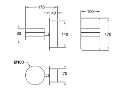 Dunk - Lámpara de pared redonda Fabas Luce de 2 luces - Aplique LED regulable de 16 W - Aluminio cepillado