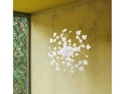 Edera - Lámpara de techo blanca con decoración shabby chic y pedrería de cristal, 4 luces Ø60 cm