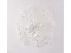 Edera - Lámpara de techo blanca con decoración shabby chic y pedrería de cristal, 4 luces Ø60 cm