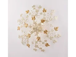 Edera - Lámpara de techo en hierro lacado marfil con decoración. Oro antiguo y pedrería de cristal 6 luces H.22 - Ø80 - BL50-PL6-AV