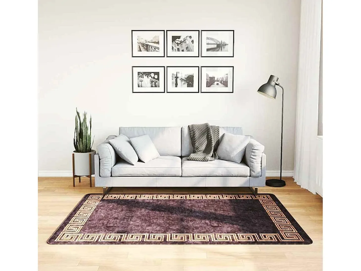 Elsje Alfombra lavable antideslizante negro y dorado 120x180 cm