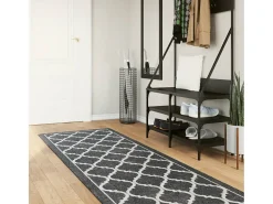 Elsje Alfombra lavable antideslizante negro y blanco 80x300 cm