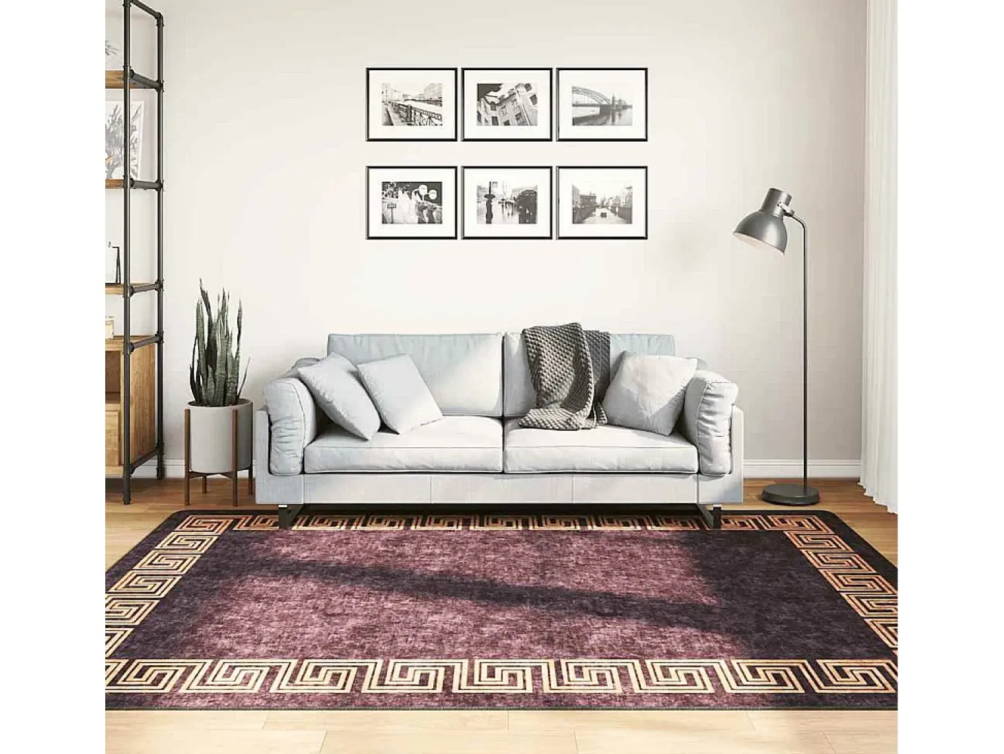 Elsje Alfombra lavable antideslizante negro y dorado 160x230 cm