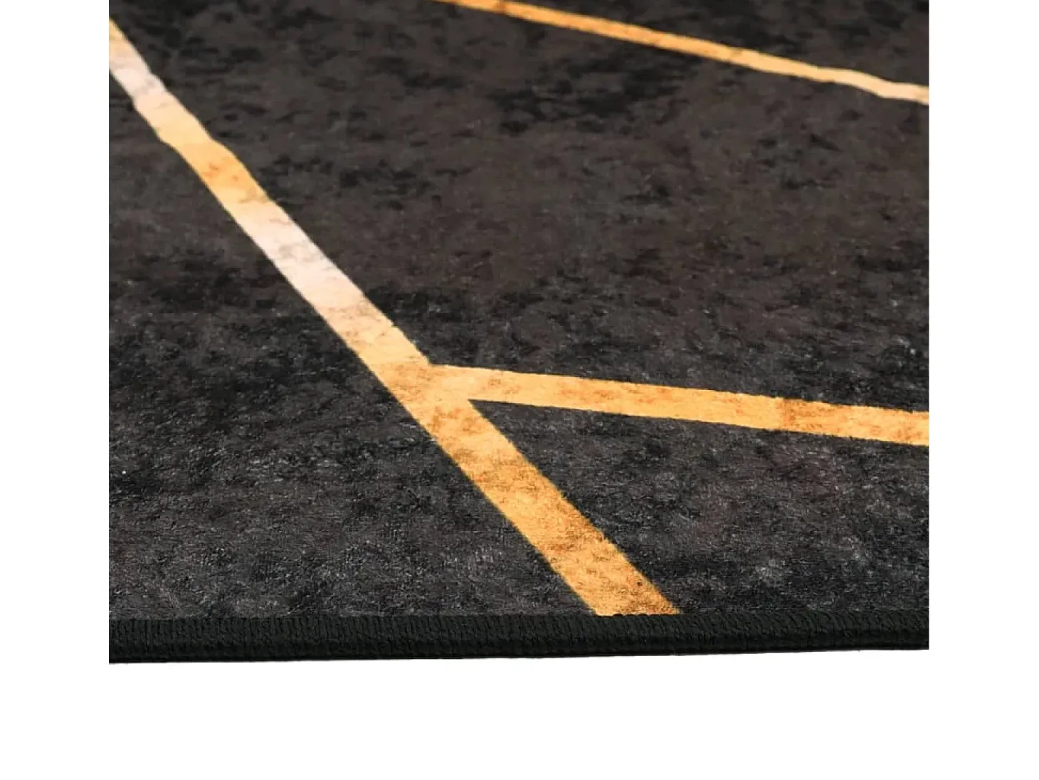 Elsje Alfombra lavable antideslizante negro y dorado 120x180 cm
