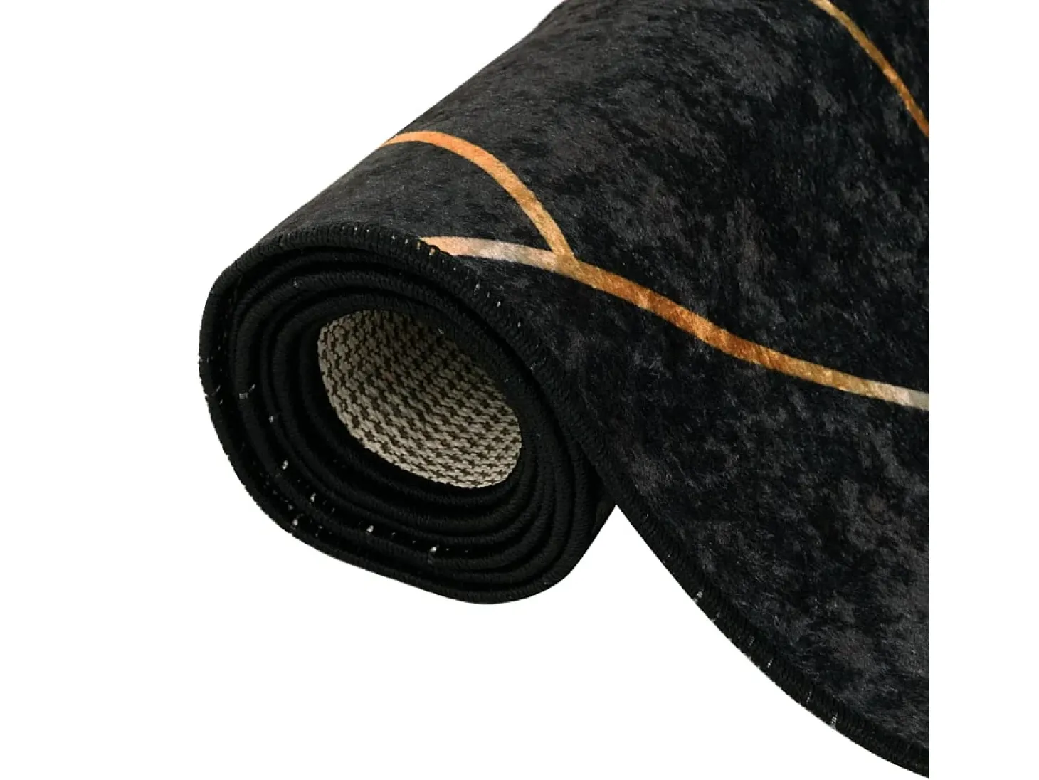 Elsje Alfombra lavable antideslizante negro y dorado 160x230 cm