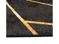 Elsje Alfombra lavable antideslizante negro y dorado 80x150 cm