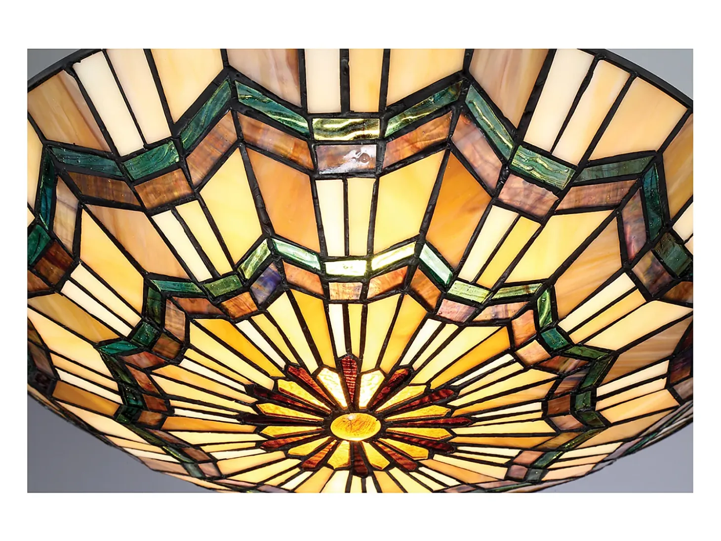 Elstead Alcott 2 Light Tiffany Flush Mount - Bronsfinish, E27