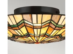 Elstead Alcott 2 Light Tiffany Flush Mount - Bronsfinish, E27