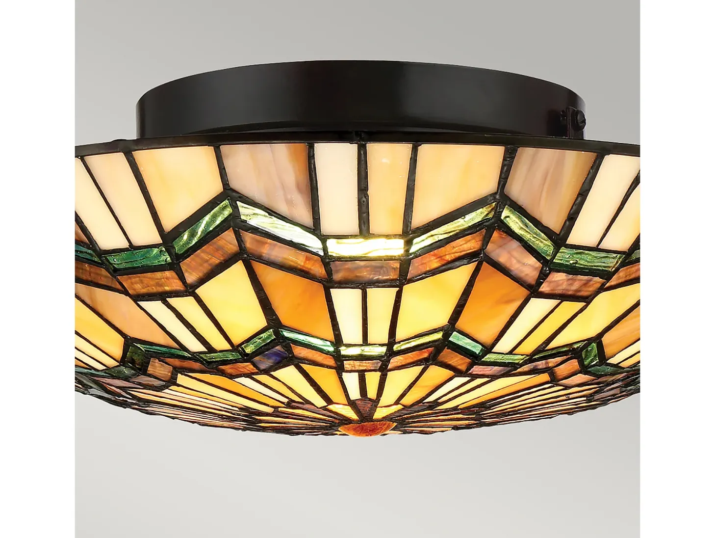 Elstead Alcott 2 Light Tiffany Flush Mount - Bronsfinish, E27