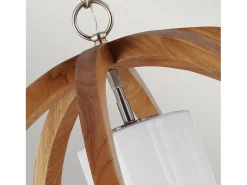 Elstead Allier 1 ljus stor sfärisk bur takhänge borstat stål, ljust trä, E27