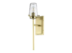 Elstead Alton 1 ljus vägglampa, borstad mässing, IP44, E27
