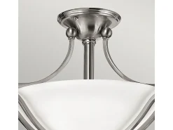 Elstead Bolla 2 Ljus Semi Flush Ceiling Light Borstad Nickel, E27