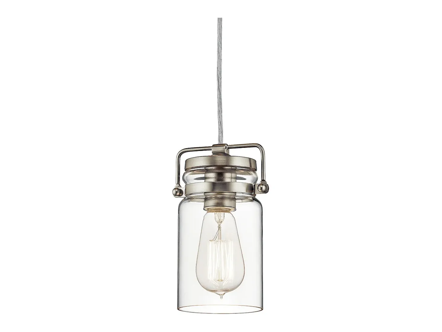 Elstead Brinley 1 Light Ceiling Mini Pendel Borstad Nickel, E27