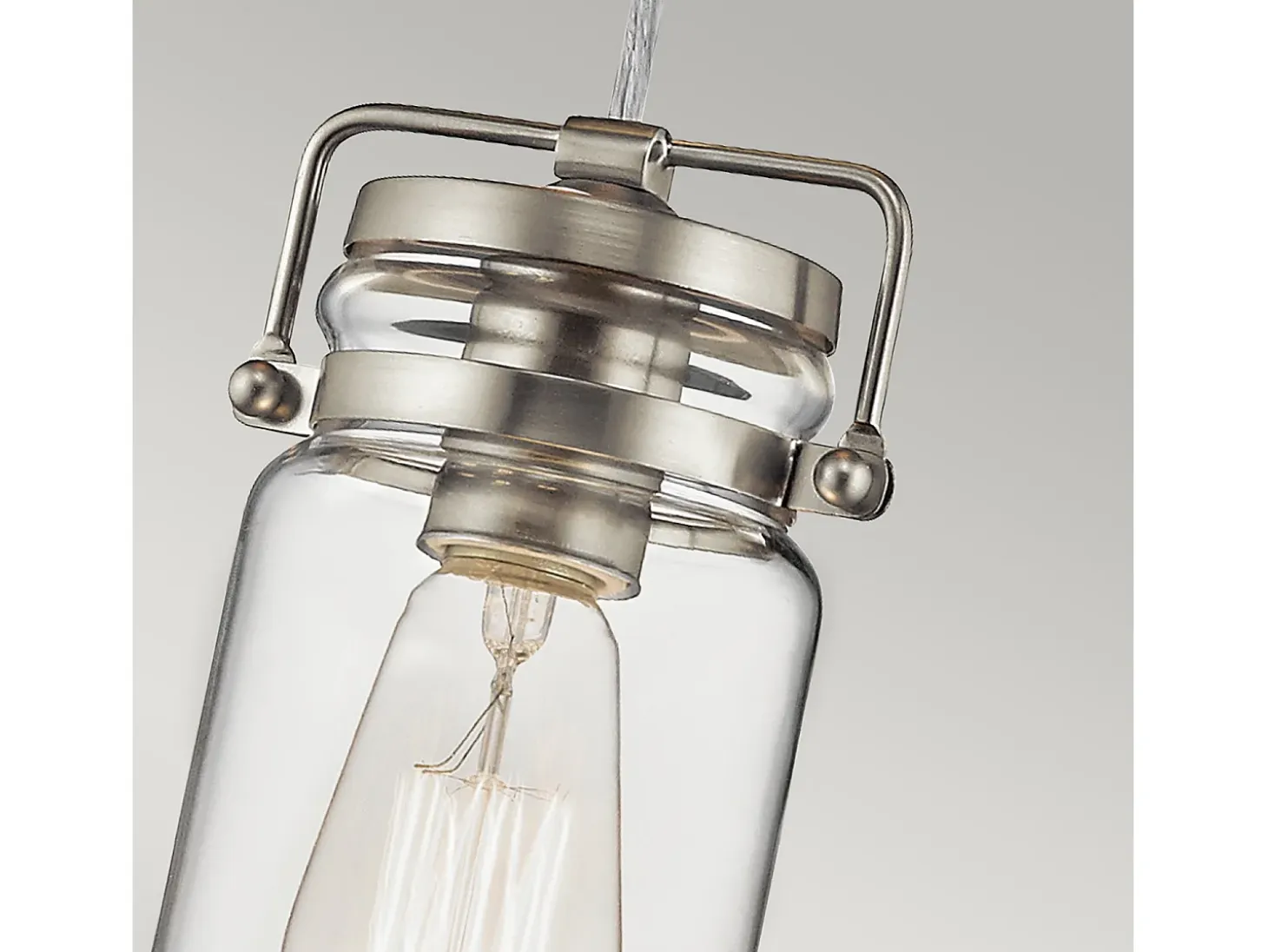 Elstead Brinley 1 Light Ceiling Mini Pendel Borstad Nickel, E27