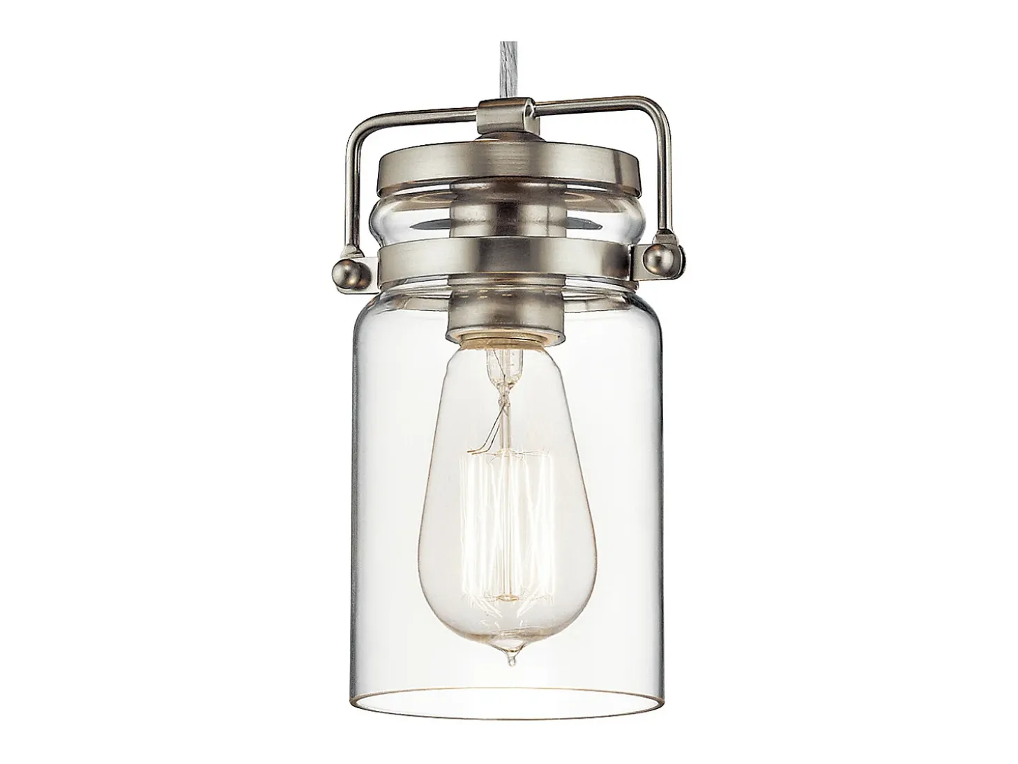 Elstead Brinley 1 Light Ceiling Mini Pendel Borstad Nickel, E27