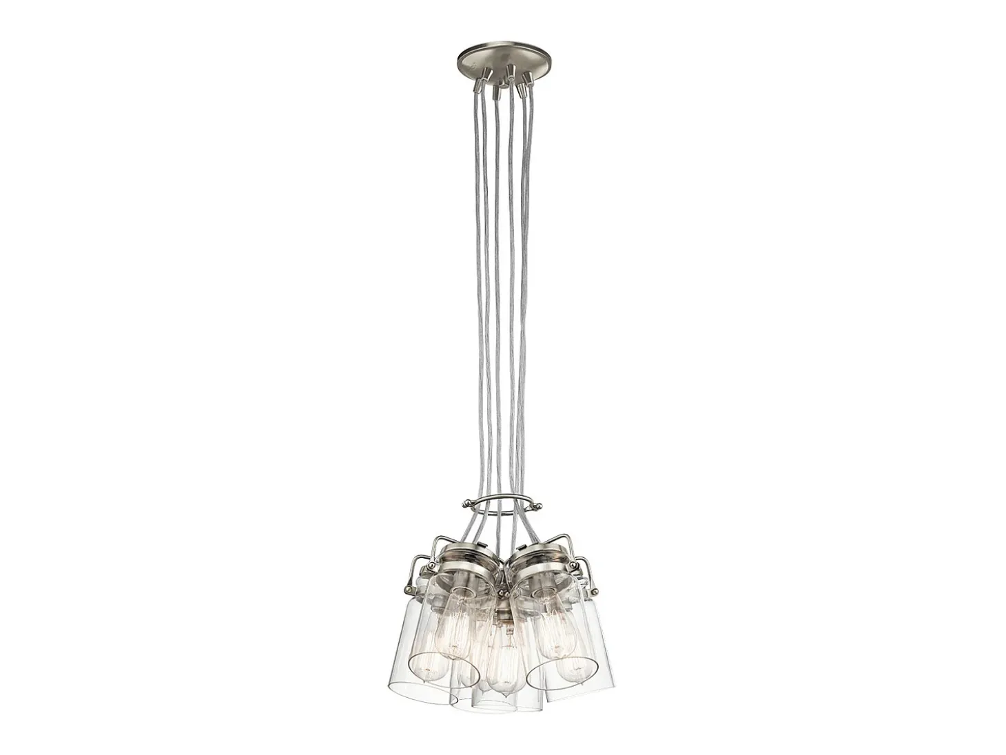 Elstead Brinley 6 Light Cluster Pendel Borstad Nickel, E27