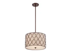 Elstead Brown Lattice 3 Ljus medellång takhänge kopparbrun galler, E27