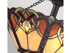 Elstead Cambridge 2 Ljus Semi Flush Ceiling Light Vintage Bronze, Tiffany Glass, E27