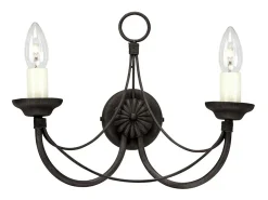 Elstead Carisbrooke 2 ljus inomhus vägglampa svart - glasskärm ingår ej, E14