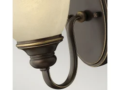 Elstead Cello 1 ljus vägglampa Antik bronsglasskärm, E27